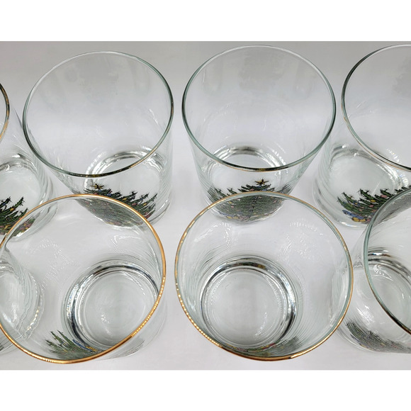 Cuthbertson Christmas Tree 14 oz Double Old Fashioned Holiday Glasses Lot of 8 - Picture 7 of 11